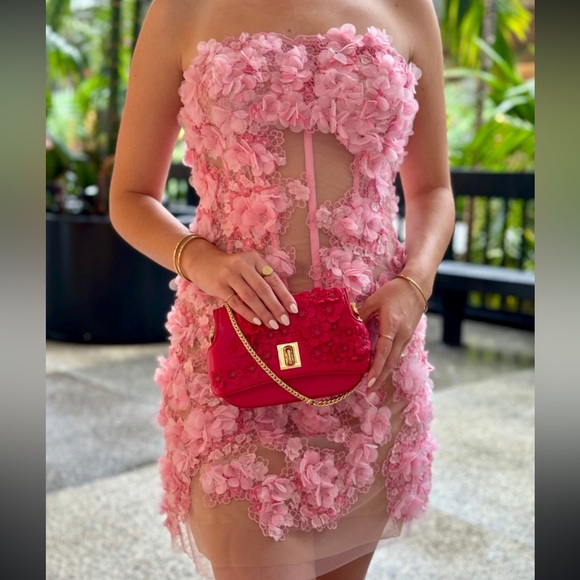 Ermanno Scervino ss24 Spring 2024 pink flower applique strapless corset dress - Picture 12 of 12